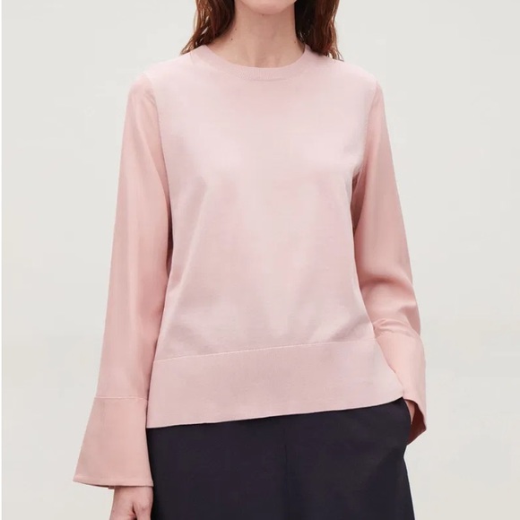 COS Silk-Sleeved Cotton-Knit Top - Picture 1 of 8